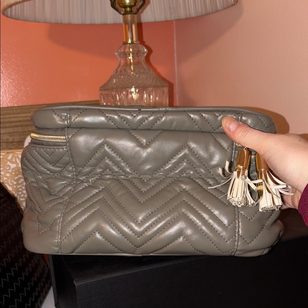 Tartan + Twine Quilted Gray Cosmetic Bag - Picture 7 of 7